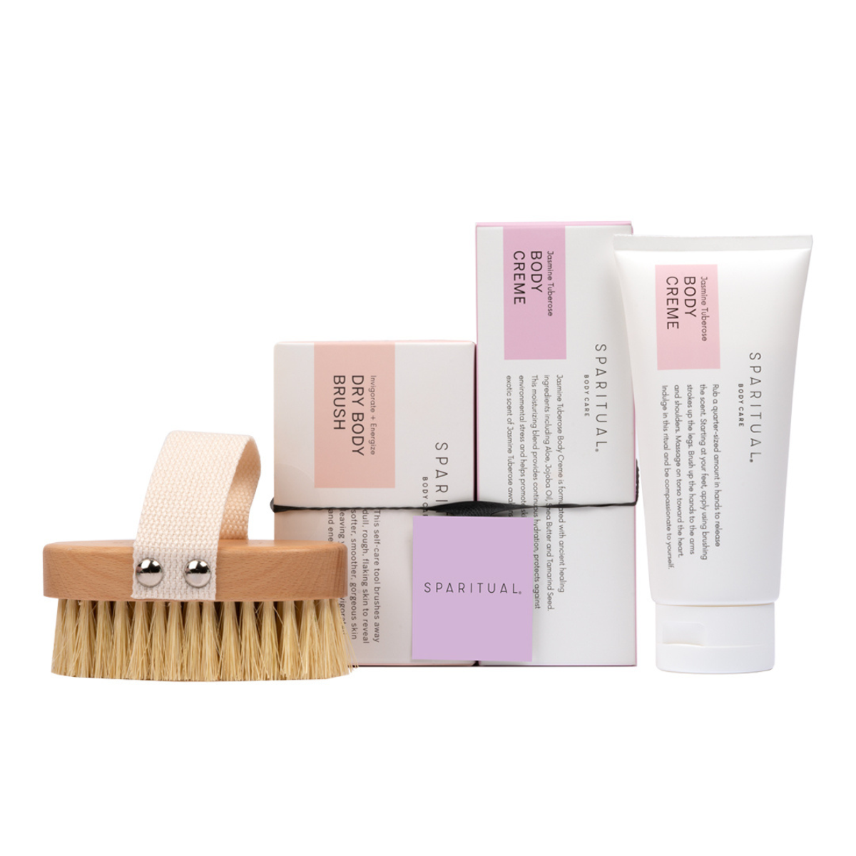 SPARITUAL®️ Jasmine Tuberose Body Creme & Body Brush Gift Set
